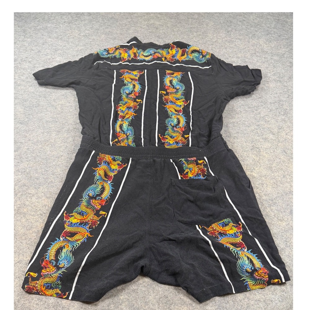 ASOS Mens Dragon Print Short Sleeve Romper Black W34 Streetwear XS1